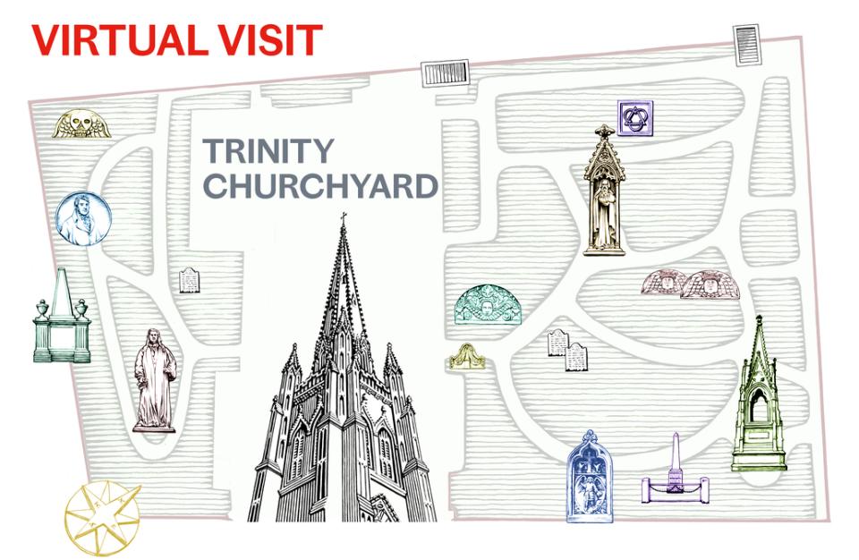 Illustrated map of the Trinity Churchyard