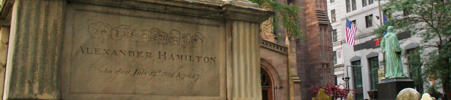 Detail of the monument marking the grave of Alexander Hamilton