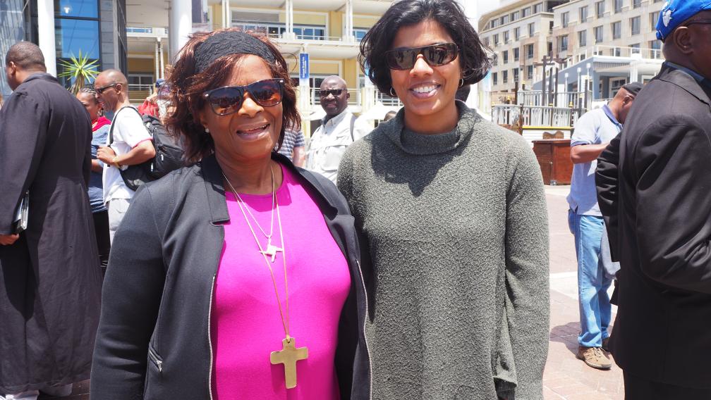 Bishop Ellinah Wamukoya with the Rev. Winnie Varghese in Cape Town, South Africa in January 2016.