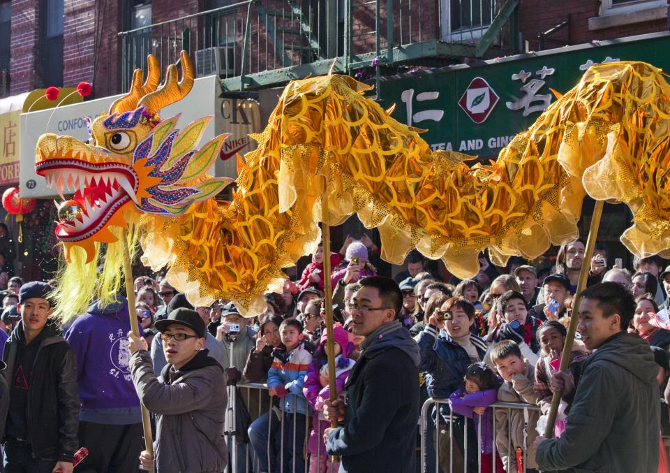 Yellow dragon in Chinatown parade