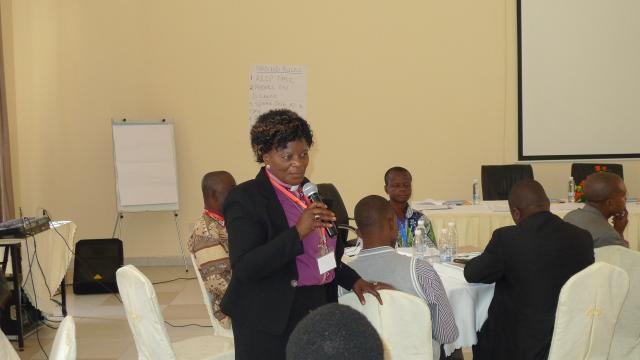 Bishop Ellinah Wamukoya addresses participants of a Trinity workshop in Lusaka, Zambia in June 2014.