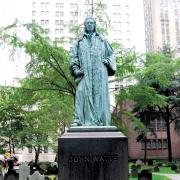 Sculpture of John Watts, Jr. in Trinity Churchyard