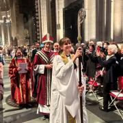 The Rt Rev. Matt Heyd processes out from his ordination and consecration as bishop