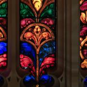 Brightly colored stained glass in Trinity Church
