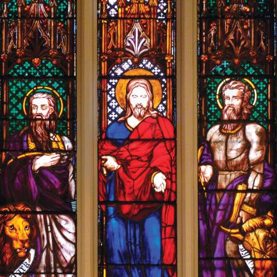 Stained glass of Jesus and the disciples in Trinity Church