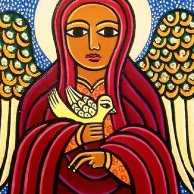 Angel holding dove